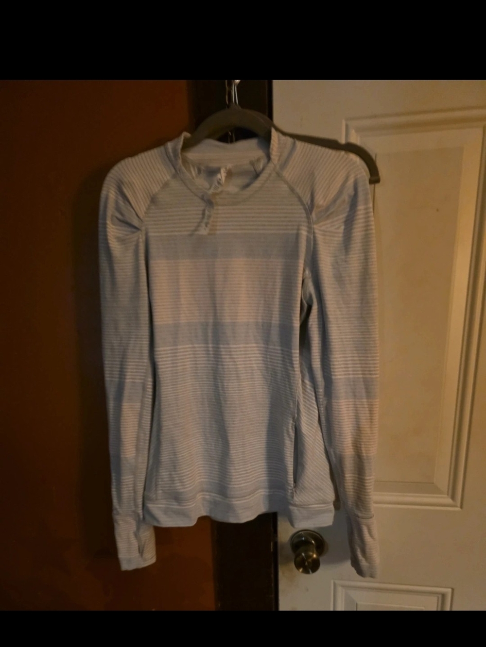 lululemon athletica Light Blue & White Striped Long Sleeve Tee